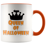 QUEEN OF HALLOWEEN 11oz Color Accent White Coffee Mug - J & S Graphics