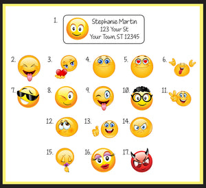 Personalized EMOJI EMOTICON Return ADDRESS Labels - Choose your Favorite Emoji - J & S Graphics