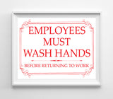 EMPLOYEES Must WASH HANDS Bathroom Business Signs 8x10 Instant Download Sign Hand Wash Reminder