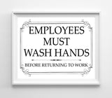 EMPLOYEES Must WASH HANDS Bathroom Business Signs 8x10 Instant Download Sign Hand Wash Reminder