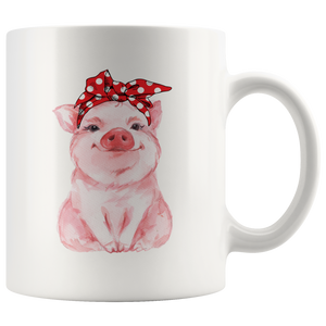 Piggy wearing a Red Bandana 11oz or 15oz Coffee Mug