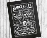 FAMILY RULES 8x10 Typography Wall Decor, Printable Instant Download