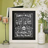 FAMILY RULES 8x10 Typography Wall Decor, Printable Instant Download