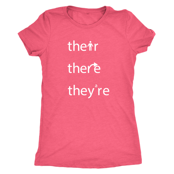 THEIR, THERE and THEY'RE Grammar Women's Triblend T-Shirt - J & S Graphics