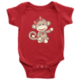 GIRL SOCK MONKEY Baby One Piece Snap Bodysuit - J & S Graphics