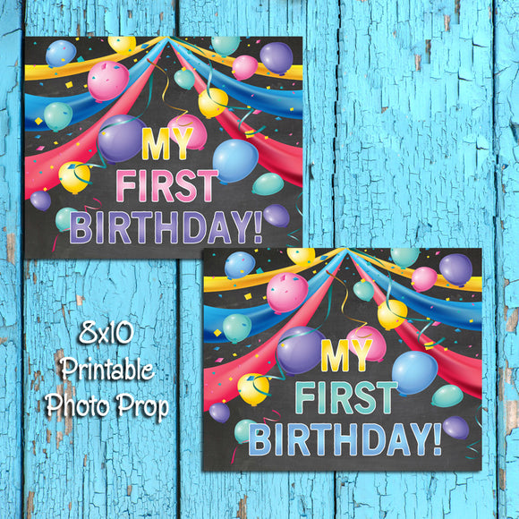 My First BIRTHDAY Photo Prop, 8x10 Baby's First BIRTHDAY INSTANT DOWNLOAD - J & S Graphics