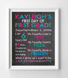 First Day of School or Birthday PERSONALIZED 8x10 Photo Prop PRINT - J & S Graphics