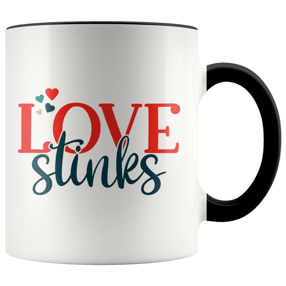 LOVE STINKS 11 oz White Color Accent Coffee Mug - J & S Graphics