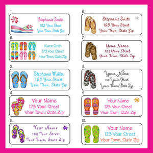 Personalized FLIP FLOPS Address Labels Summer, Beach, Flip Flop Return Address LABELS - J & S Graphics