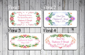 Personalized WEDDING Favor LABELS 2" x 4", Floral Design Labels - J & S Graphics