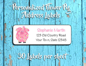 Personalized FLOWER PIG Return Address Labels - J & S Graphics