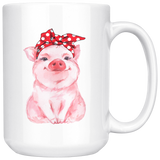 Piggy wearing a Red Bandana 11oz or 15oz Coffee Mug