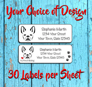 Personalized FRENCH BULLDOG Address Labels, French Bulldog Return Address Labels, I love my French Bulldog - J & S Graphics