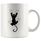CAT HANGING ON with CLAWS 11oz COFFEE MUG - J & S Graphics
