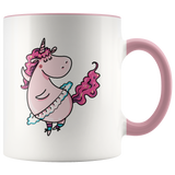 Pink Unicorn in Ballet Tutu Color Accent 11oz Coffee Mug