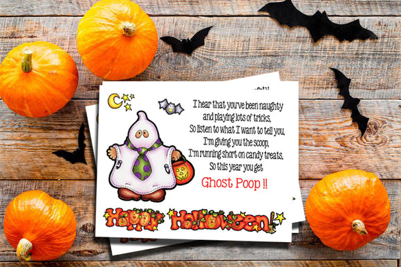 HALLOWEEN GHOST POOP Instant Download Printable Marshmallow Treat Card or Label - J & S Graphics