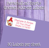 SPORTS GNOMES Labels, Property of, ADDRESS Labels, Sets of 30 Personalized Labels