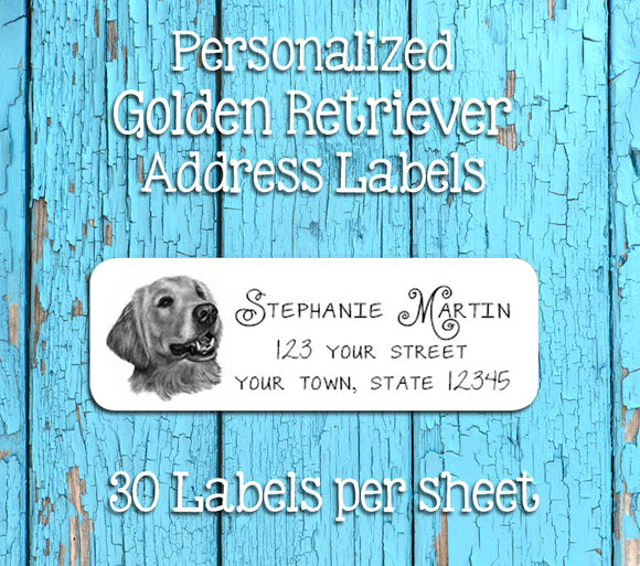 Personalized Golden Retriever Sketch Return ADDRESS Labels