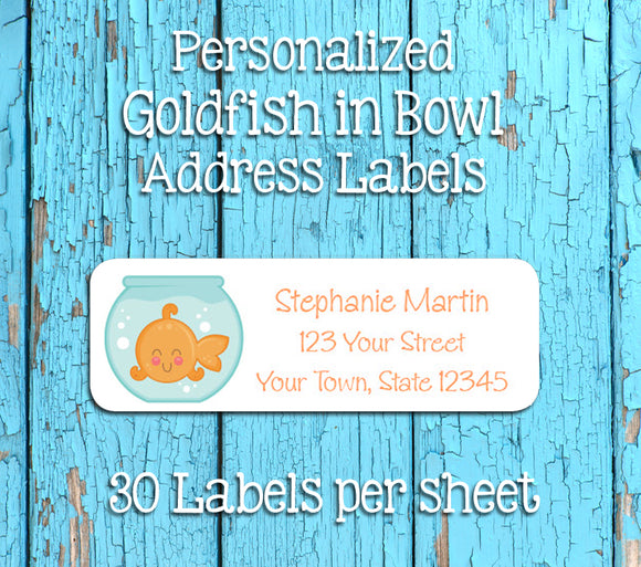 Personalized GOLDFISH in Bowl Address Labels, Return Address Labels