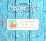 Personalized GOLDFISH in Bowl Address Labels, Return Address Labels, Sets of 30 - J & S Graphics