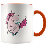 Pink Unicorn in Ballet Tutu Color Accent 11oz Coffee Mug