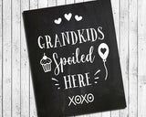 GRANDKIDS SPOILED HERE 8x10 Design Wall Decor Art with Faux Chalkboard background Printable Instant Download - J & S Graphics