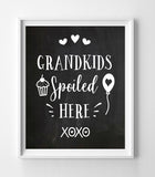 GRANDKIDS SPOILED HERE 8x10 Design Wall Decor Art with Faux Chalkboard background Printable Instant Download - J & S Graphics