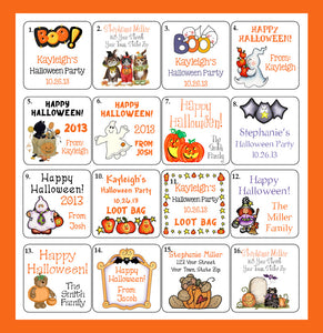 Personalized HALLOWEEN Goody Bag or Favor 2" SQUARE LABELS - J & S Graphics