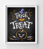 Happy Halloween TRICK or TREAT Instant Download Wall Decoration 8x10 Typography Art Print Faux Chalkboard - J & S Graphics