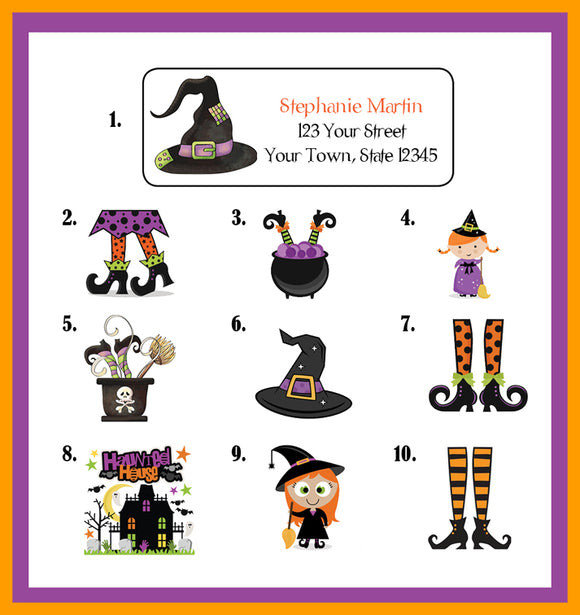 Personalized HALLOWEEN WITCH Return Address LABELS Witchy, Little Witchy - J & S Graphics
