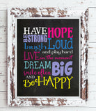 HAVE HOPE, Be Strong, Laugh Loud, Typography Quote Nursery Wall Decor, Instant Download, Baby's Room, Child's Room - J & S Graphics