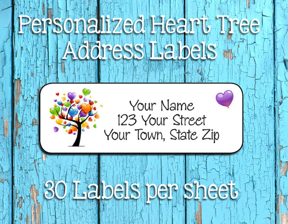 Personalized HEART LOVE Tree Return ADDRESS LABELS - J & S Graphics