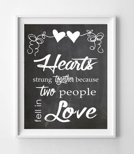 Hearts Strung Together Because Two People Fell in Love Design Wall Decor, Instant Download 8x10 - J & S Graphics