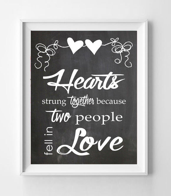 Hearts Strung Together Because Two People Fell in Love Design Wall Decor, Instant Download 8x10 - J & S Graphics