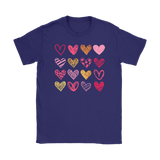 Sketchy Hearts Women's T-Shirt, Love, Pink and Gold Hearts