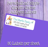 Personalized Hippie GARDEN GNOMES Labels, Property of, ADDRESS Labels, Sets of 30 Personalized Labels, Peace