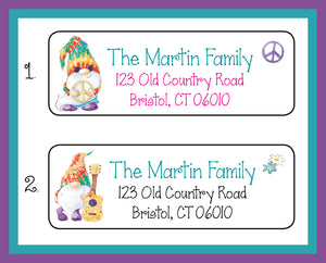 Personalized Hippie GARDEN GNOMES Labels, Property of, ADDRESS Labels, Sets of 30 Personalized Labels, Peace