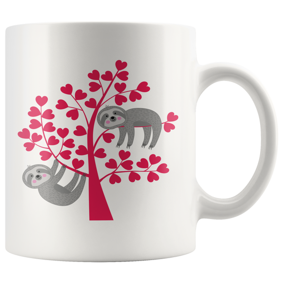 Sloth in Love Heart Tree COFFEE MUG 11oz or 15oz