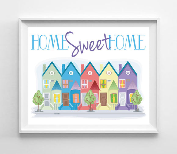 HOME SWEET HOME Townhouse Design Wall Decor, Instant Download 8x10 - J & S Graphics