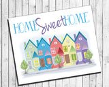 Home Sweet Home 8x10 Townhouse Design Wall Decor Art Print - J & S Graphics