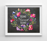 HOME SWEET HOME Floral Design Wall Decor, Instant Download 8x10 - J & S Graphics