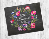 HOME SWEET HOME Floral Design Wall Decor, Instant Download 8x10 - J & S Graphics