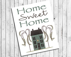 Home Sweet Home 8x10 Prim House Design Wall Decor Art Print - J & S Graphics