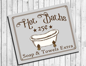 Rustic Look BATHROOM Wall Decor 8x10 Typography Art Print Soft Gray - J & S Graphics