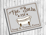 Rustic Look BATHROOM Wall Decor 8x10 Typography Art Print Soft Gray - J & S Graphics