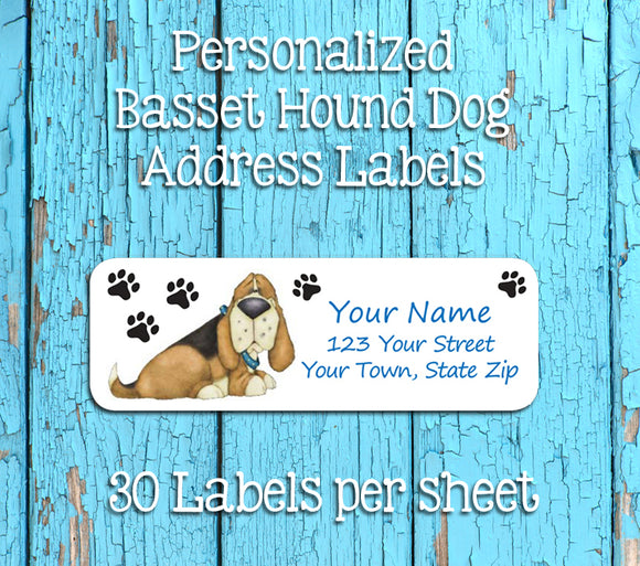Personalized HOUND DOG Return ADDRESS Labels, Basset Hound Labels