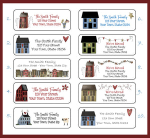 Personalized PRIM and Saltbox Design Country HOUSE Return ADDRESS Labels - J & S Graphics