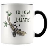 FOLLOW YOUR DREAMS Adorable PANDA in Tree Color Accent COFFEE MUG