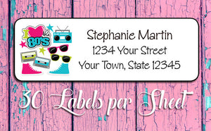 Personalized I LOVE the 80's Return ADDRESS Labels - J & S Graphics