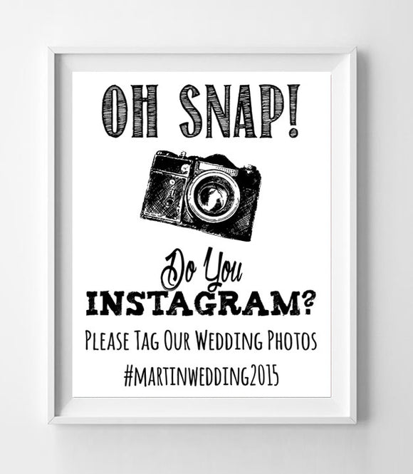 INSTAGRAM Hashtag Wedding Photo 8x10 Decoration - J & S Graphics